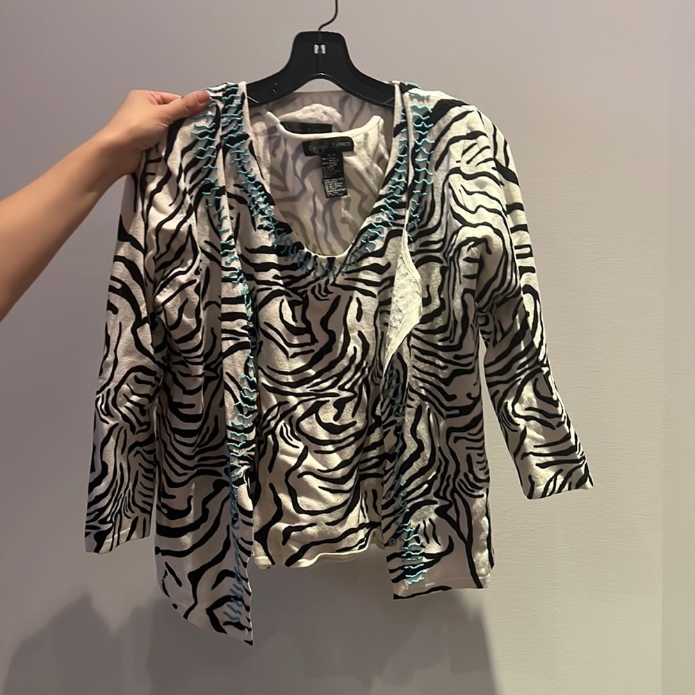 Beaded Cardigan and Tank Top Set